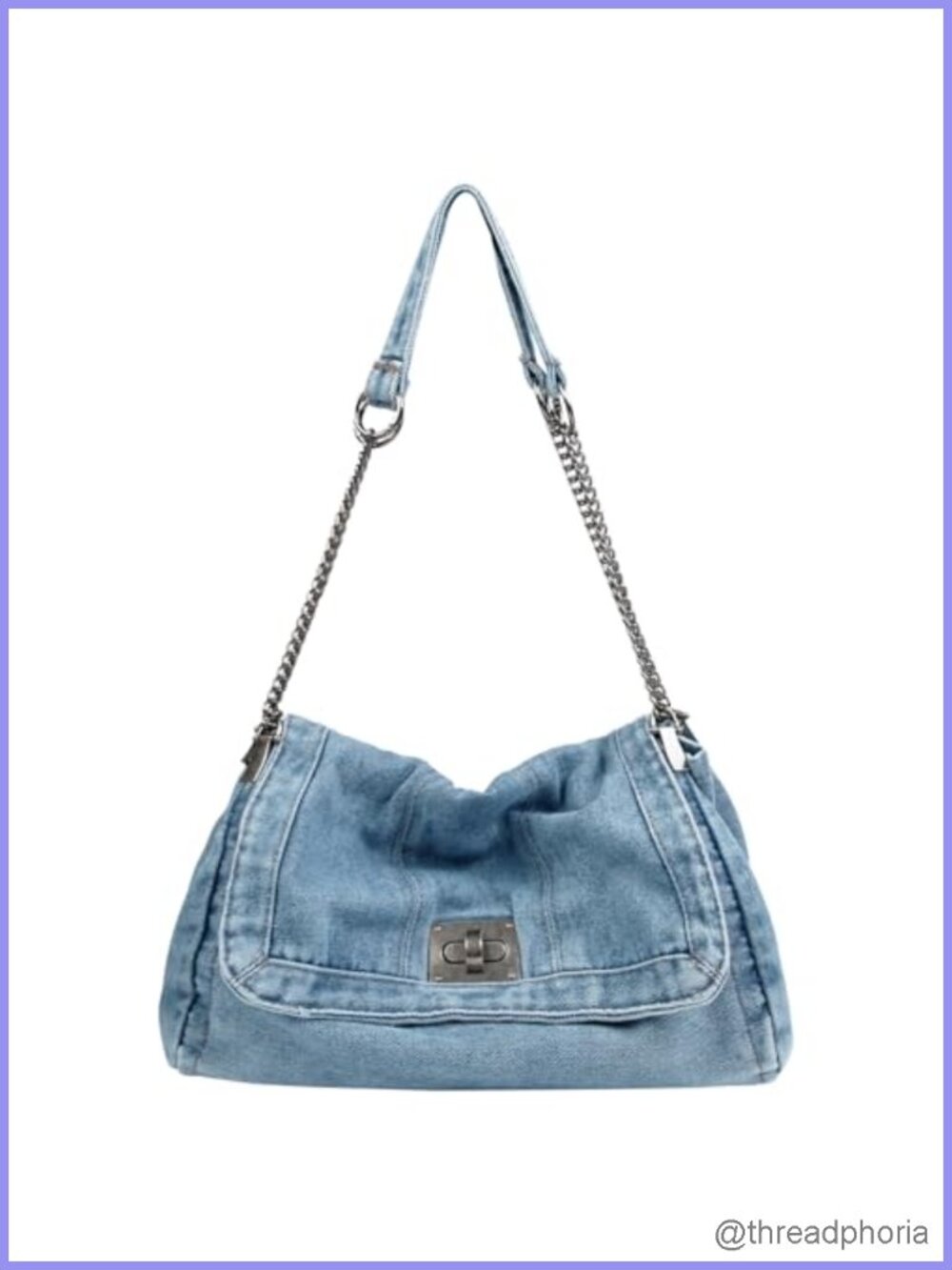 Denim Tote Bag for Women Light Wash Hobo Purse Chain Shoulder Crossbody Bag
